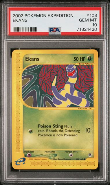 2002 Pokemon e-Series Expedition 108/165 Ekans PSA 10