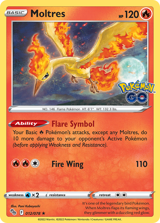 2022 Pokemon SWSH Pokemon Go 012/078 Moltres Reverse