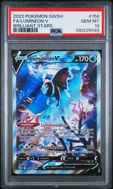 2022 Pokemon SWSH Brilliant Stars 156/172 Lumineon V PSA 10