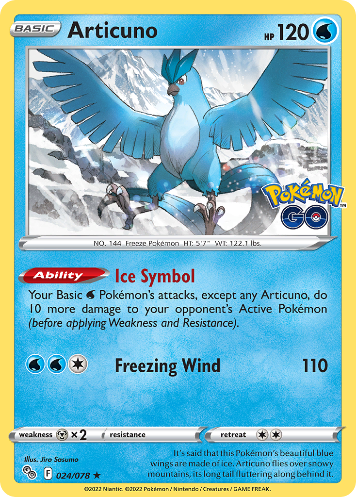 2022 Pokemon SWSH Pokemon Go 024/078 Articuno Reverse