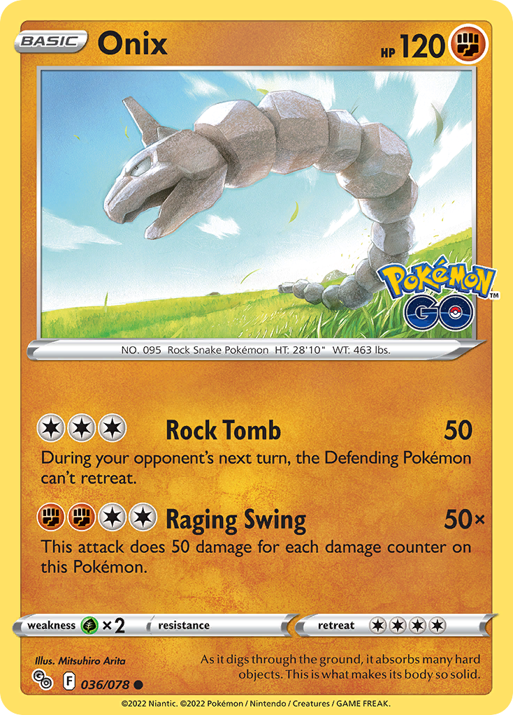 2022 Pokemon SWSH Pokemon Go 036/078 Onix Reverse