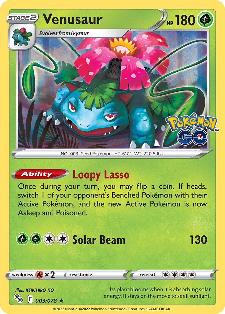 2022 Pokemon SWSH Pokemon Go 003/078 Venusaur Reverse