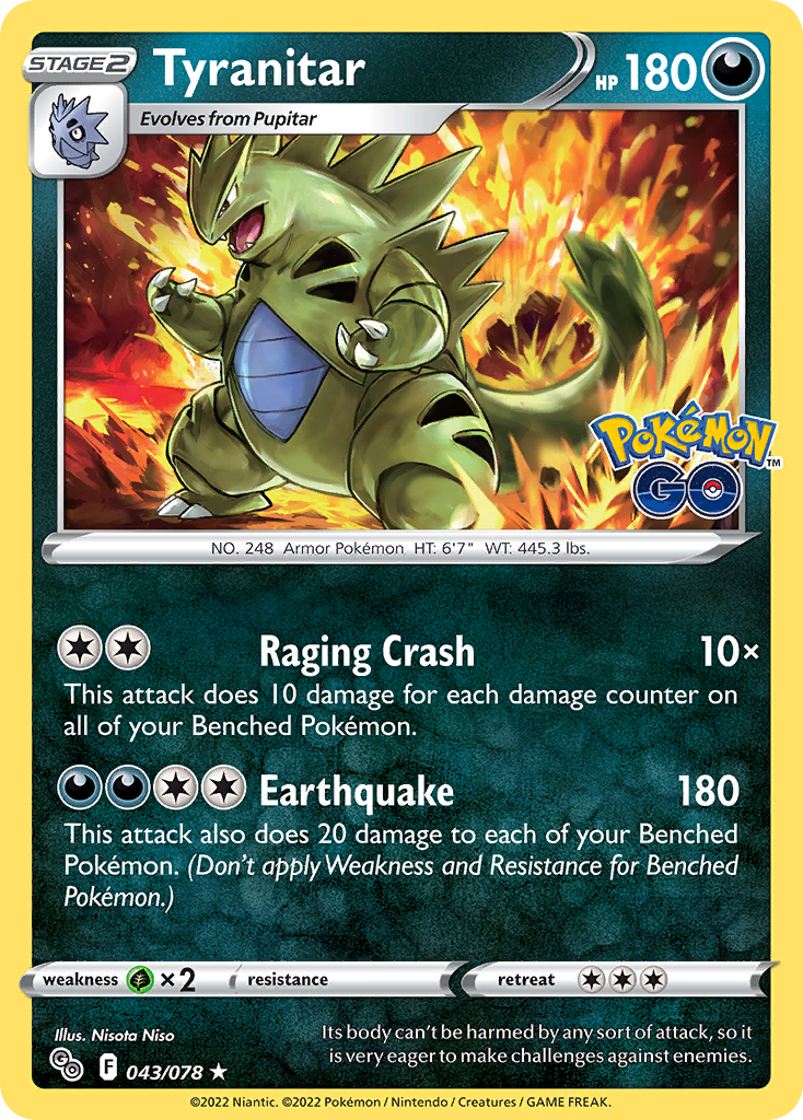 2022 Pokemon SWSH Pokemon Go 043/078 Tyranitar Reverse