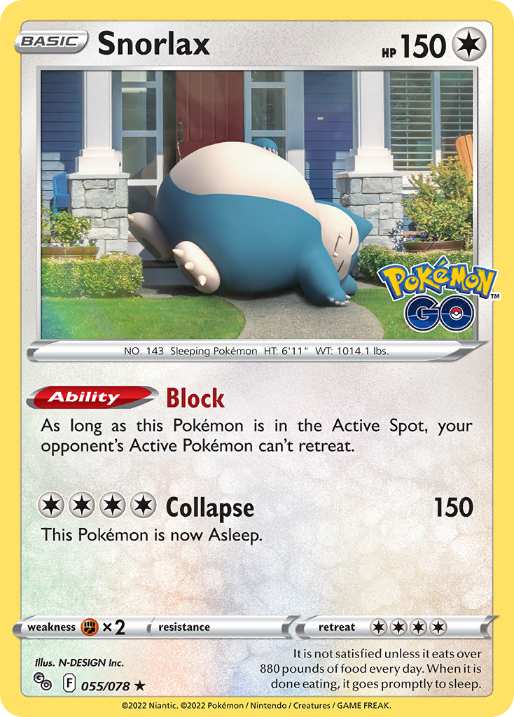 2022 Pokemon SWSH Pokemon Go 055/078 Snorlax Holo