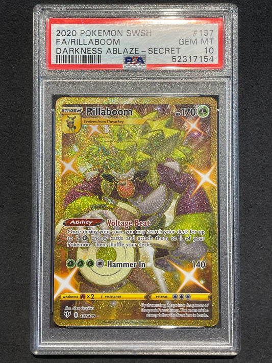 2020 Pokemon SWSH Darkness Ablaze 197/189 Rillaboom PSA 10