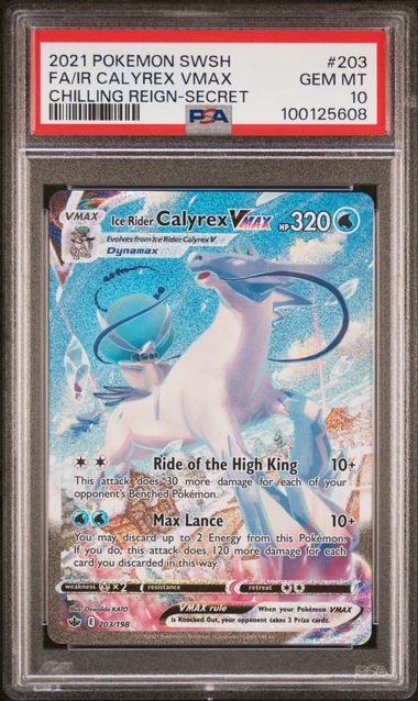 2021 Pokemon SWSH Chilling Reign 203/198 Ice Rider Calyrex VMAX PSA 10