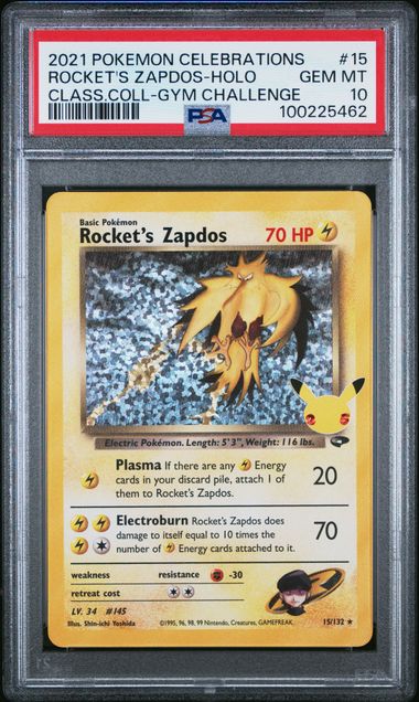 2021 Pokemon SWSH Classic Collection 15/132 Rocket's Zapdos Holo PSA 10