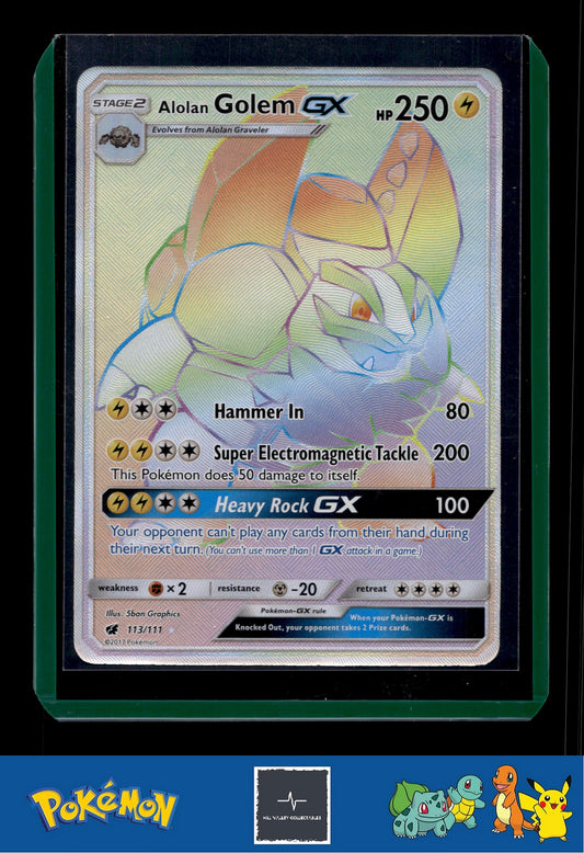 2017 Pokemon SM Crimson Invasion 113/111 Alolan Golem GX