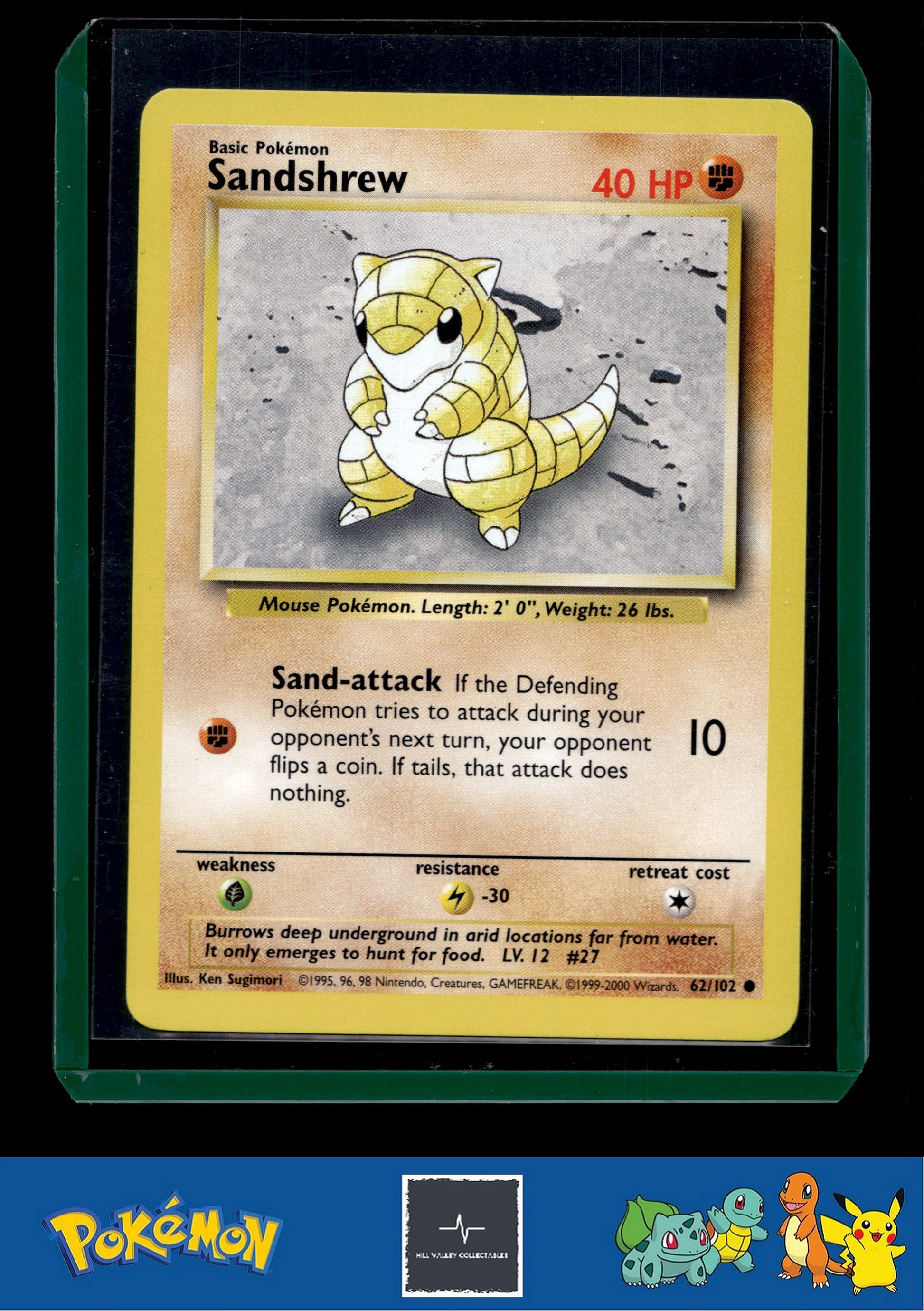 1999-2000 Pokemon 4th Print UK Base Set 62/102 Sandshrew