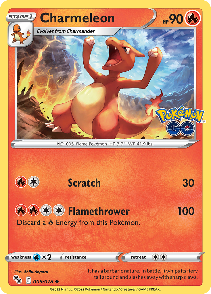 2022 Pokemon SWSH Pokemon Go 009/078 Charmeleon Reverse