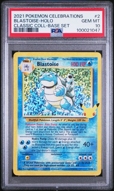 2021 Pokemon SWSH Classic Collection 2/102 Blastoise Holo Bleed PSA 10