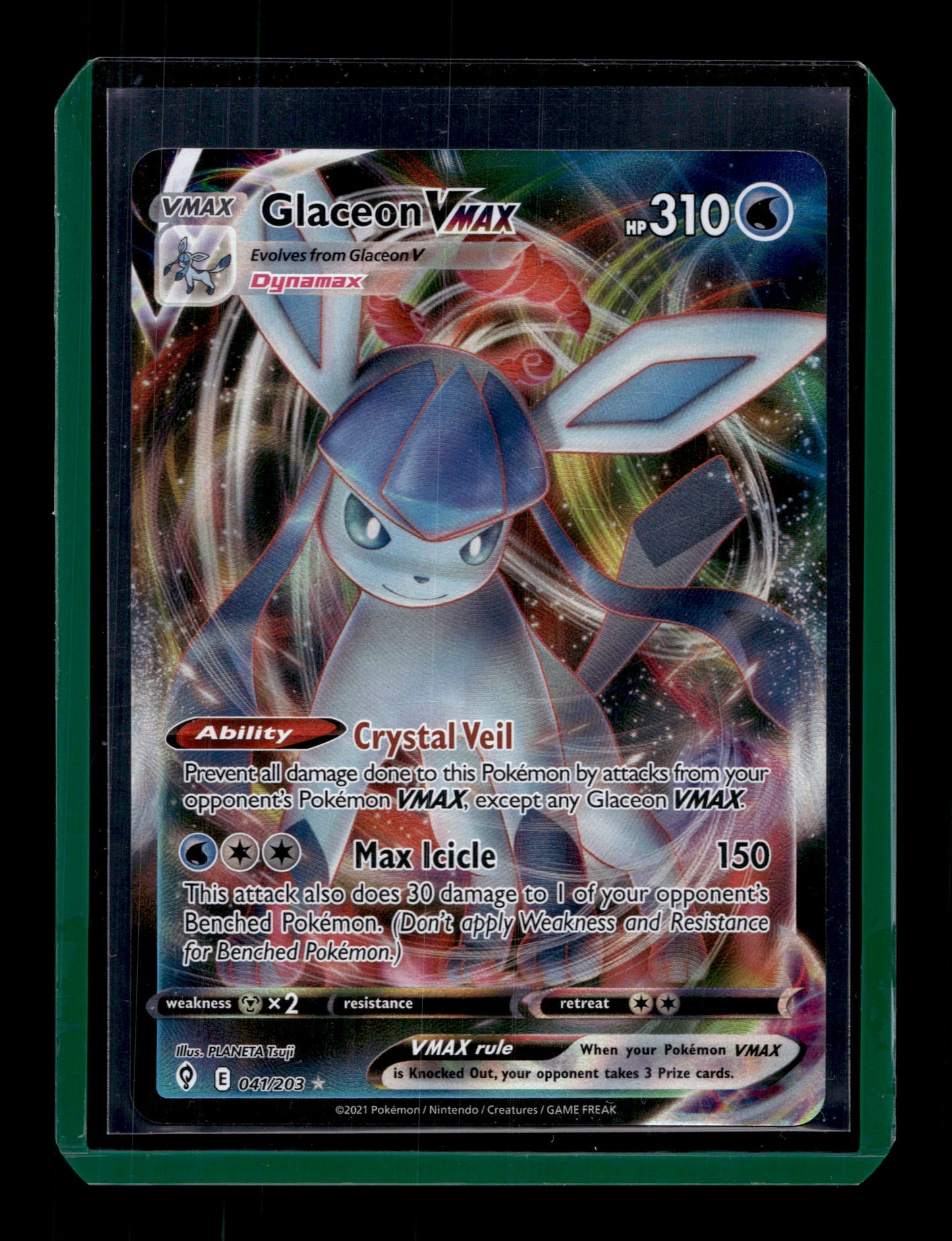 2021 Pokemon SWSH Evolving Skies 041/203 Glaceon VMAX