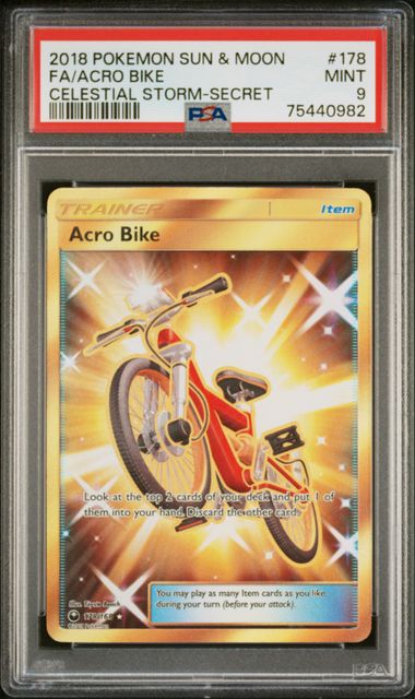 2019 Pokemon SM Celestial Storm 178/168 Acro Bike PSA 9