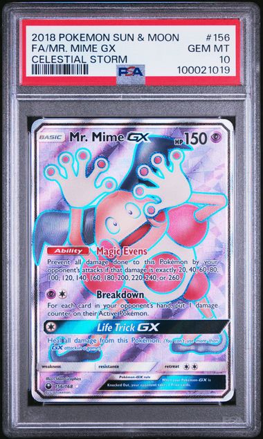 2019 Pokemon SM Celestial Storm 156/168 Mr. Mime GX PSA 10