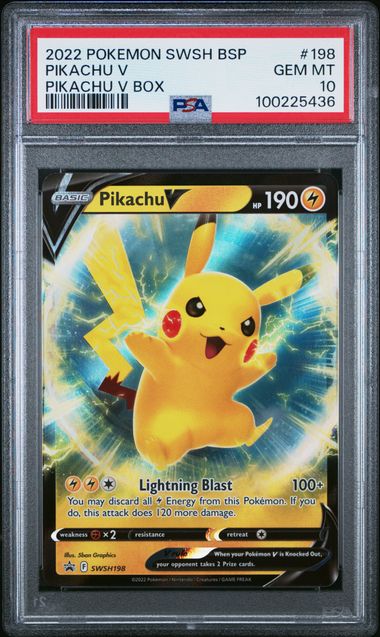 2022 Pokemon V Box Promo SWSH198 Pikachu V PSA 10