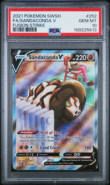 2021 Pokemon SWSH Fusion Strike 252/236 Sandaconda V PSA 10