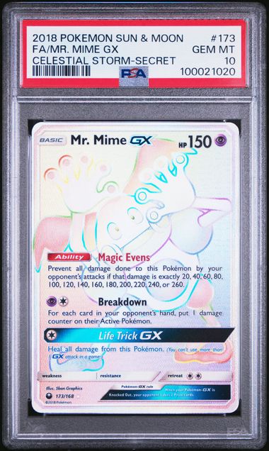 2019 Pokemon SM Celestial Storm 173/168 Mr. Mime GX PSA 10