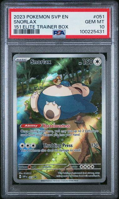 2023 Pokemon SVPen Scarlet & Violet 151 ETB Promo 051 Snorlax PSA 10