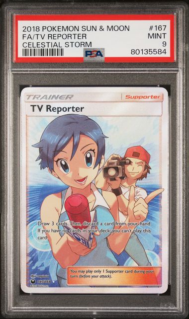 2019 Pokemon SM Celestial Storm 167/168 TV Reporter PSA 9