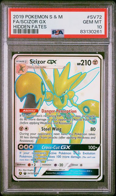 2019 Pokemon SM Hidden Fates SV72/SV94 Scizor GX PSA 10