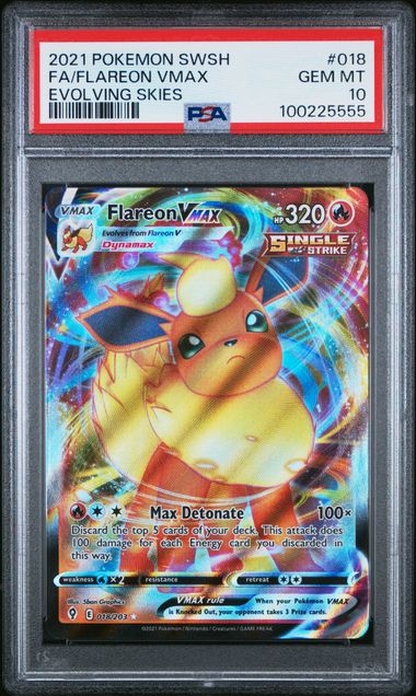 2021 Pokemon SWSH Evolving Skies 018/203 Flareon VMAX PSA 10