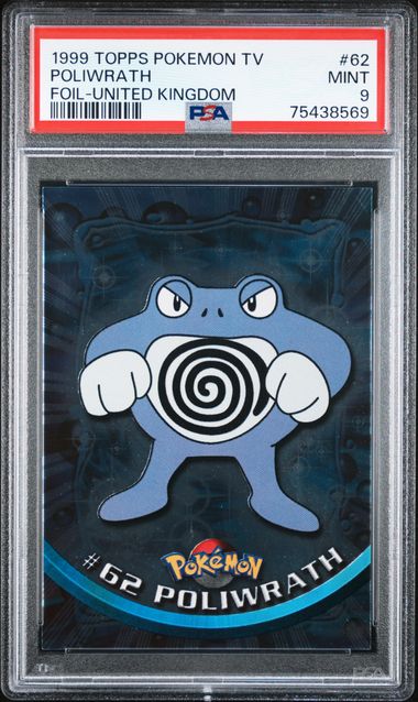 1999 Topps Pokemon TV Animation UK Print Poliwrath Foil PSA 9