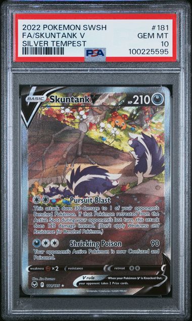 2022 Pokemon SWSH Silver Tempest 181/195 Skuntank V PSA 10