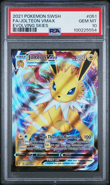 2021 Pokemon SWSH Evolving Skies 051/203 Jolteon VMAX PSA 10