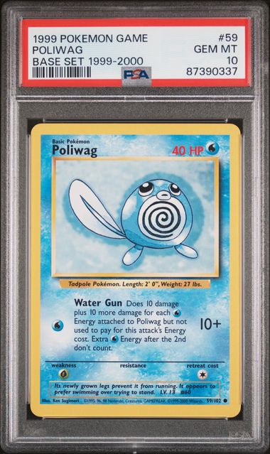 1999 Pokemon WotC Base Set 1999-2000 4th Print (UK) 59/102 Poliwag PSA 10