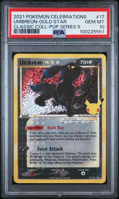 2021 Pokemon SWSH Classic Collection 17/17 Umbreon Gold Star PSA 10