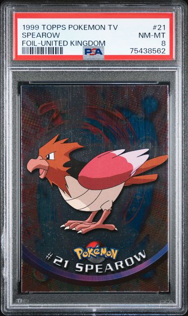 1999 Topps Pokemon TV Animation UK Print 21 Spearow Foil PSA 8